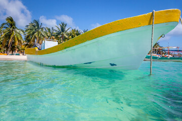 Wall Mural - Fishermen boats in Isla Mujeres, caribbean tropical paradise, Cancun, Mexico