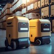 modern forklift truck, robot or cybrog working in warehouse. Future Innovation. Generative AI