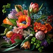 bouquet of colorful field flowers, generative AI