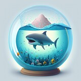Fototapeta  - shark in an aquarium ball, generative AI 
