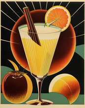 Vintage Art Deco Style Cocktail Drink Poster. Generative Ai