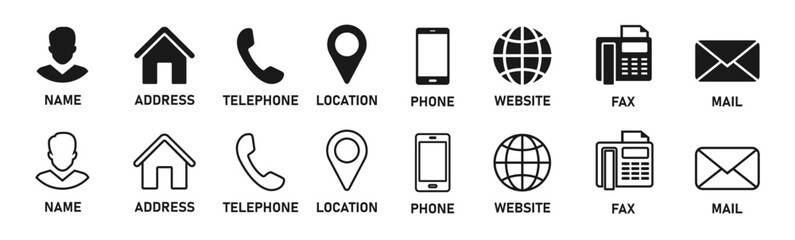 Wall Mural - contact information icons, vector for business card and website