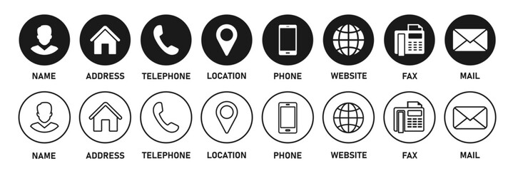 Wall Mural - contact information icons, vector for business card and website