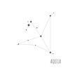 Simple constellation scheme Aquila. Doodle, sketch, drawn style, set of linear icons of all 88 constellations. Isolated on white background