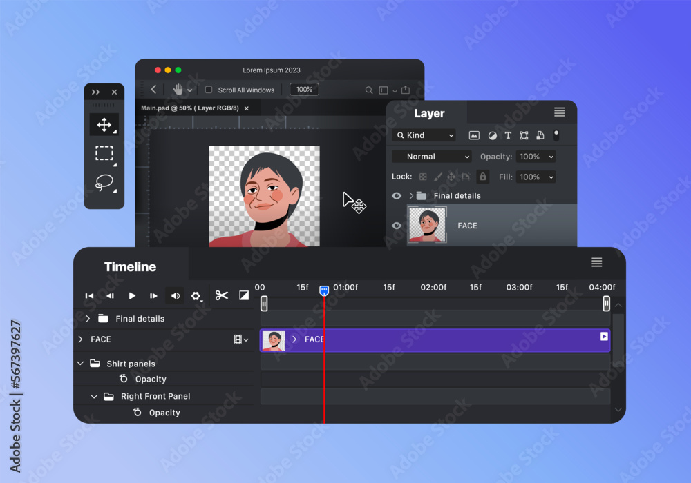 Raster graphics editor. Toolbar. Software for creating retouching and ...