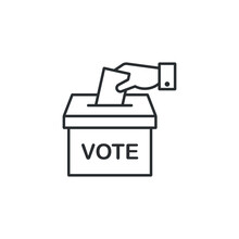 Hand Voting Ballot Box Icon. Election Vector Illustration.
