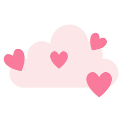 Sticker - cloud with hearts. romance flat icon illustration