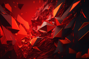 Bright Abstract Red background illustration - Vector geometric shape - can be used as texture, background or wallpaper - Red 3d elements - Generative AI.