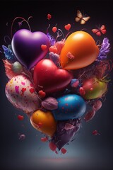 Wall Mural - Vibrant Valentine Balloons