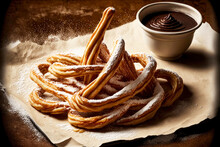 Churros Twisted Fried Dough With Sugar As Dessert Nutella