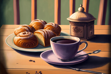 Brioches and an espresso from Italy. Generative AI