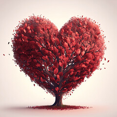 Wall Mural - Beautiful Tree with Heart shaped Tree silhouette.The art Tree is beautiful for your design. Generative AI