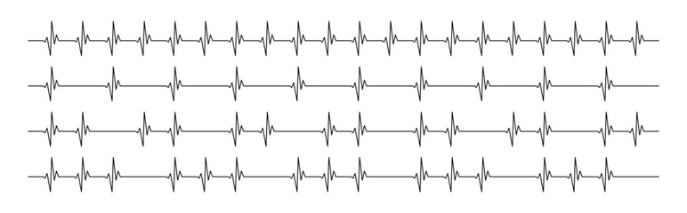 Editable line, ecg, ekg design, cardio diagnosis vector set. Heart rhythm long line vector design to use in healthcare, healthy lifestyle, medicine, ekg, ecg concept illustration projects. 