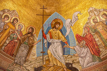 Ceiling Fresco (mosaic) Depicting The Resurrection, Saint Paul Melkite (Greek Catholic) Cathedral, Harissa, Lebanon, Middle East