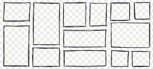 rectangle frame line. square shape outline on hand draw style. vector illustration isolated