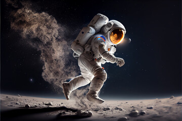 female astronaut in space | female cosmonaut in space | space traveler in the space | female astrona