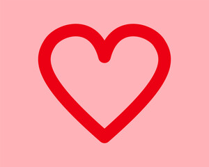 Wall Mural - Thick Round Outline Red Heart Illustration