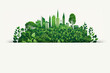 Ecology concept sustainability city landscape made from leaves, eco illustration design with space for text, generative ai