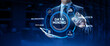 © Murrstock - Big data information technology concept. Businessman pressing button on screen.