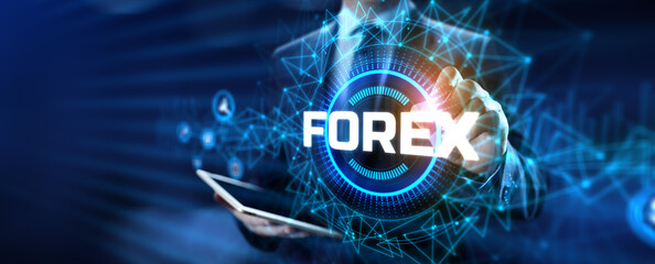 Forex currencies exchange stock market trading investment concept on screen.