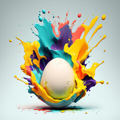 Easter egg colorful explosion. generative ai. Easter egg paint splash