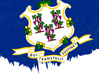 Sticker - Grunge-style flag of Connecticut.