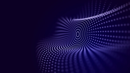 Sphere with moving information particles. Global communication technology. 3D rendering.