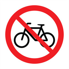 No bicycles. Bicycle prohibition sign, vector illustration