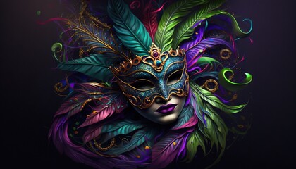 Carnaval Mardi Gras celebration Wallpaper illustration generative ai