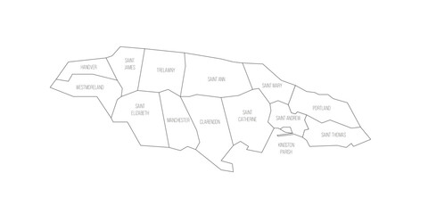 Sticker - Jamaica political map of administrative divisions