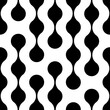 © Omeris - Circle seamless pattern. Repeating black dot on white background. Repeated metaballs wallpaper. Abstract design for tech print. Modern repeat backdrop. Blobs shapes. Rings form. Vector illustration
