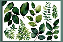 Green Leaves, Green Branches Collection, Eucalyptus, Olive. For Wedding Invitations, Anniversary, Birthday, Prints, Posters.