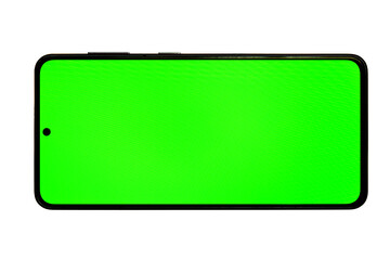 green smartphone screen  on  white background