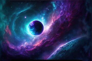 Wall Mural - a computer screen with a picture of a planet in the background