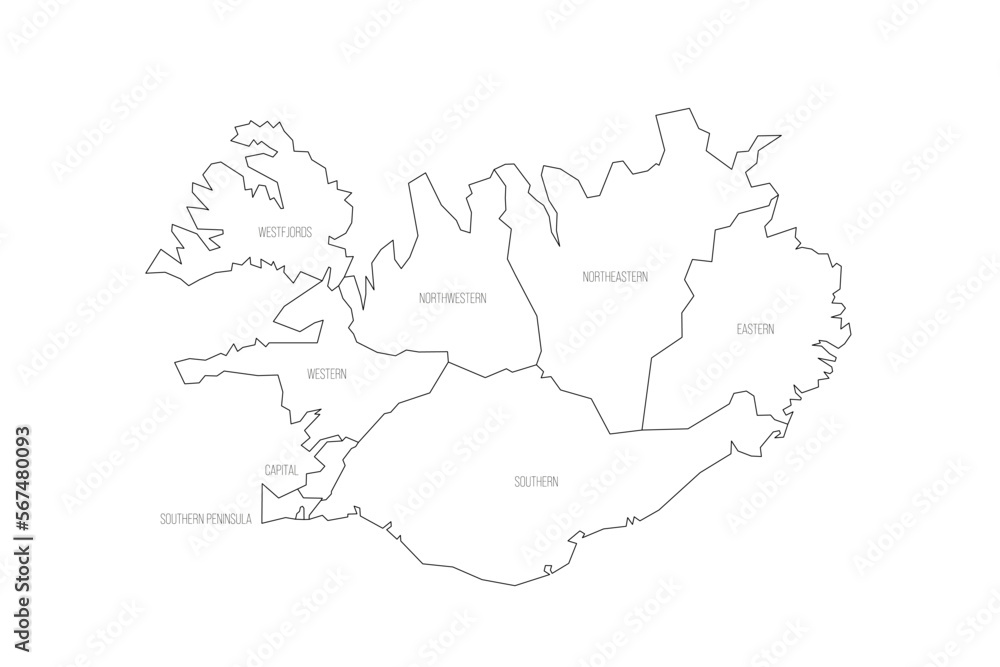 Iceland political map of administrative divisions Stock Vector | Adobe ...