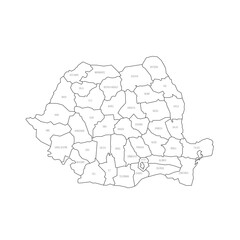 Wall Mural - Romania political map of administrative divisions