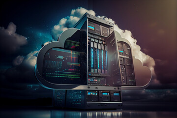 Cloud computing technology concept background. Created with Generative AI technology