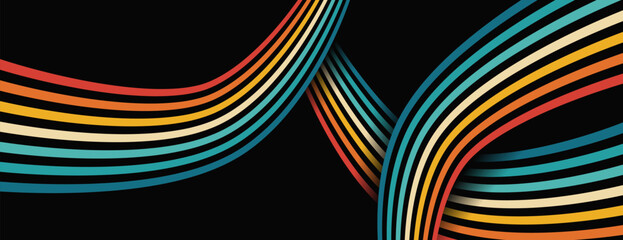 Wall Mural - line geometrical vintage grid ornament multicolored stylish stripe texture wallpaper art