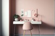 © TheNite - a light pink interior wall with a small cosy, living room