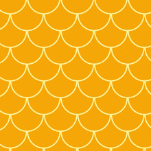 Girl Mermaid  Pattern. Yellow And Orange Fish Skin Backdrop. Tillable Background For Girl Fabric, Textile Design, Wrapping Paper, Swimwear Or Wallpaper. Girl With Fish Scale Underwater.