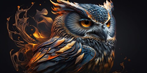 Wall Mural - stylized owl portrait