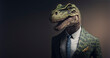 © Lemart - T-rex dressed in a formal business suit. anthropomorphic businessman. Generative AI