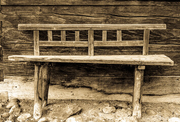 Canvas Print - typical old wooden bench - parkbench