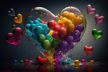 Wall Mural - Colourful Valentine Balloons