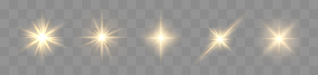 Aufkleber - Set of Shine glowing stars. Vector Golden Sparks isolated.