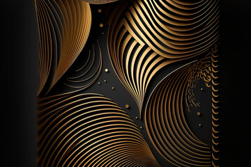 Gold and black patterns luxury background. AI