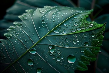 Sticker - Background of green leaf with dew drops