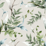 Fototapeta Sypialnia - luxury watercolor leaves seamless pattern design