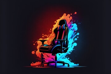 Wall Mural - Gamer chair with colorful background, gamer concept. Generative AI