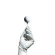 Hand with Golf Glove Holding Golf Ball on a Tee